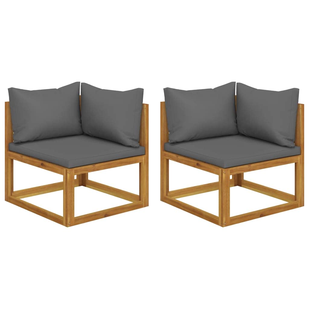 Vidaxl Sectional Corner Sofa Set - Solid Acacia Wood With Dark Gray Cushions, Modular Outdoor Lounge, Weather Resistant, 27.6" X 27.6" X 23.6"