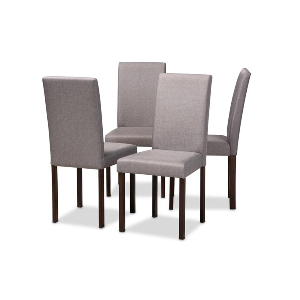 Baxton Studio Andrew Contemporary Espresso Wood and Grey Fabric Dining Chairs (Set of 2)