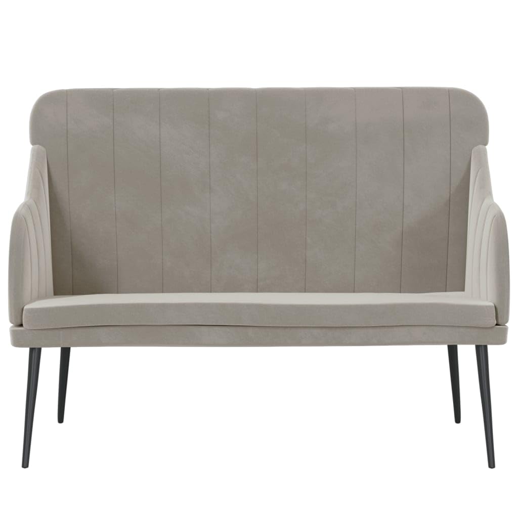 vidaXL Modern Velvet Bench - Light Gray - Perfect for Lounging, Watching TV, Relaxing - Spacious and Comfortable - Made of Resistant Velvet (100% Polyester), Metal, and Plywood