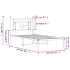 vidaXL Metal Bed Frame with Supportive Headboard and Extra Storage - Suitable for 39.4x78.7 Mattress, Powder-Coated Steel Construction, White