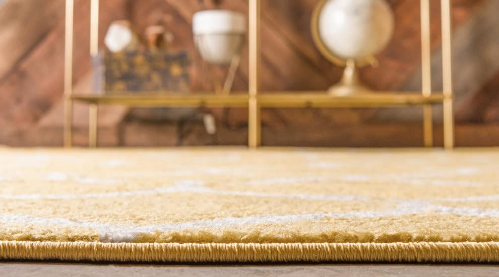 Unique Loom Trellis Frieze Collection Area Rug - Rounded (5' 1'' Round, Yellow/ Ivory)