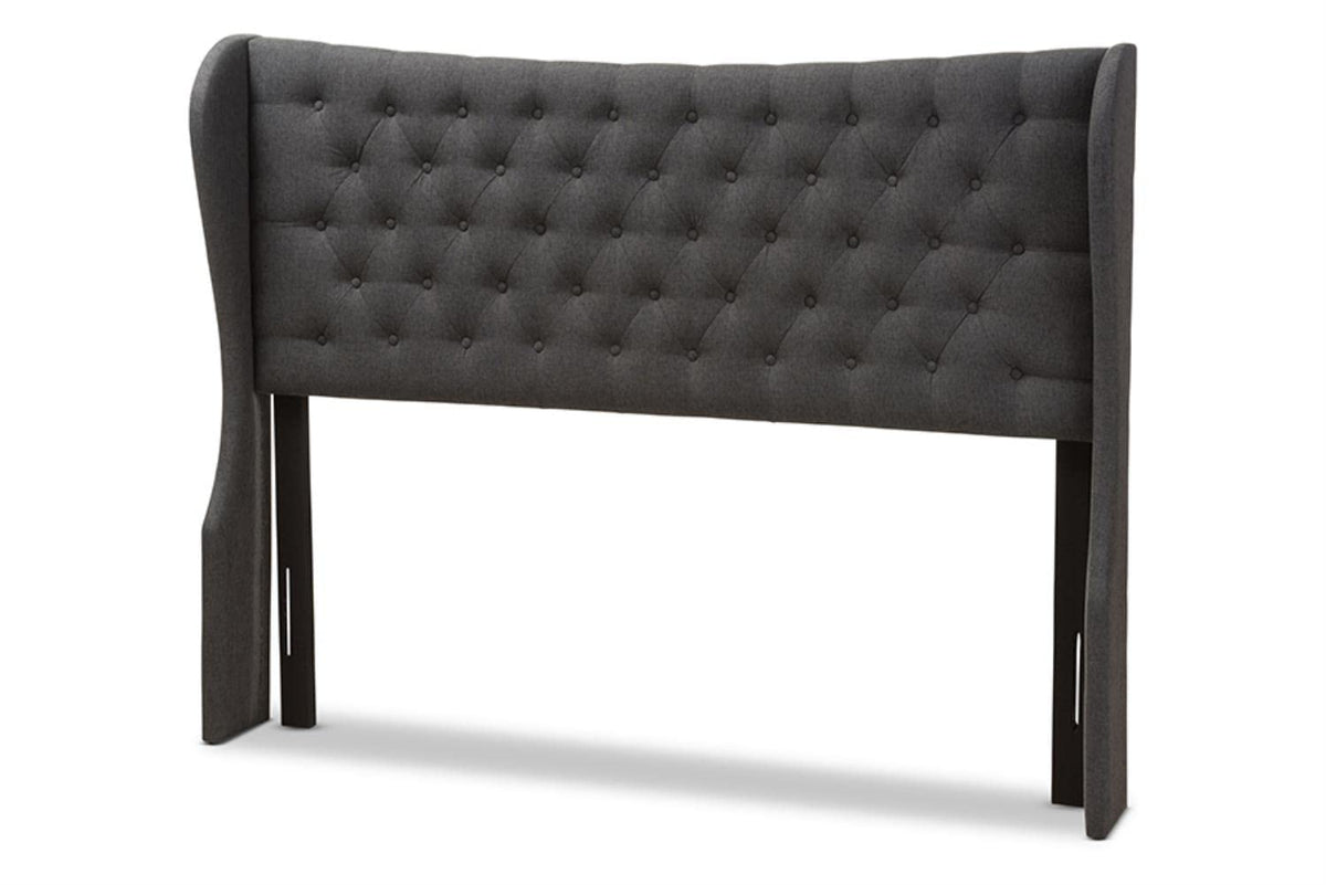 Baxton Studio Cadence Full Winged Panel Headboard in Dark Gray