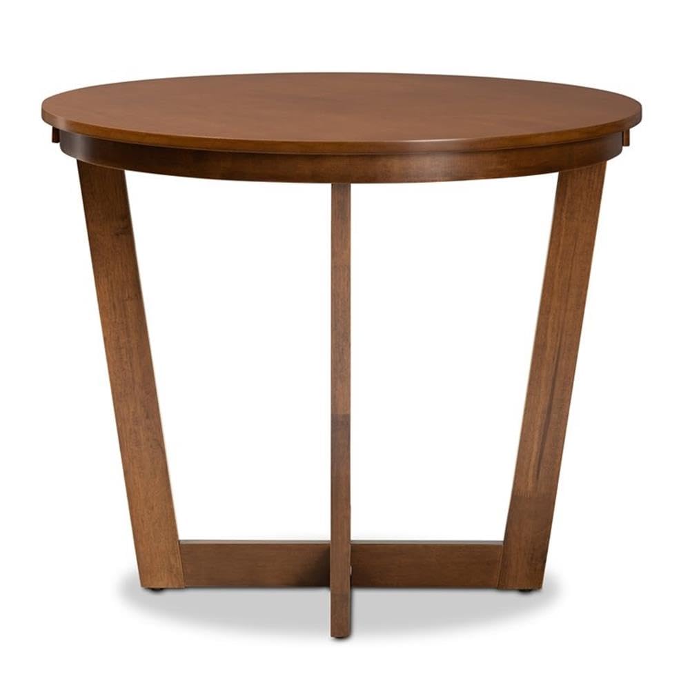 Baxton Studio Alayna Modern and Contemporary Walnut Brown Finished 35-Inch-Wide Round Wood Dining Table