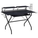 Acme Hartman Wooden Top 2-Shelf Computer Desk With Keyboard Tray In Black