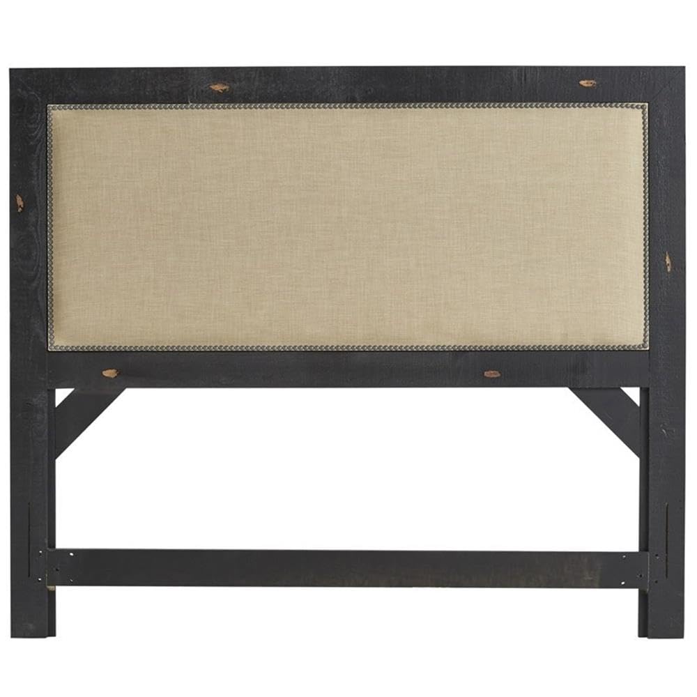 Progressive Furniture Willow Pine Upholstered Headboard, 64&quot; X 4&quot; X 55&quot;/Queen, Distressed Black