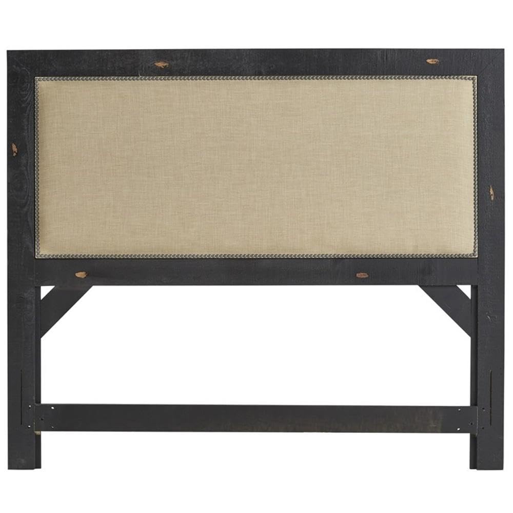 Progressive Furniture Willow Pine Upholstered Headboard, 64' X 4' X 55'/Queen, Distressed Black