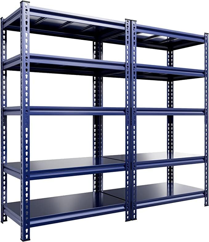 Reibii 72'' Garage Shelving Heavy Duty Storage Shelves Holds 2000 Lbs Adjustable 5-Tier Metal Shelving Units And Storage Rack He