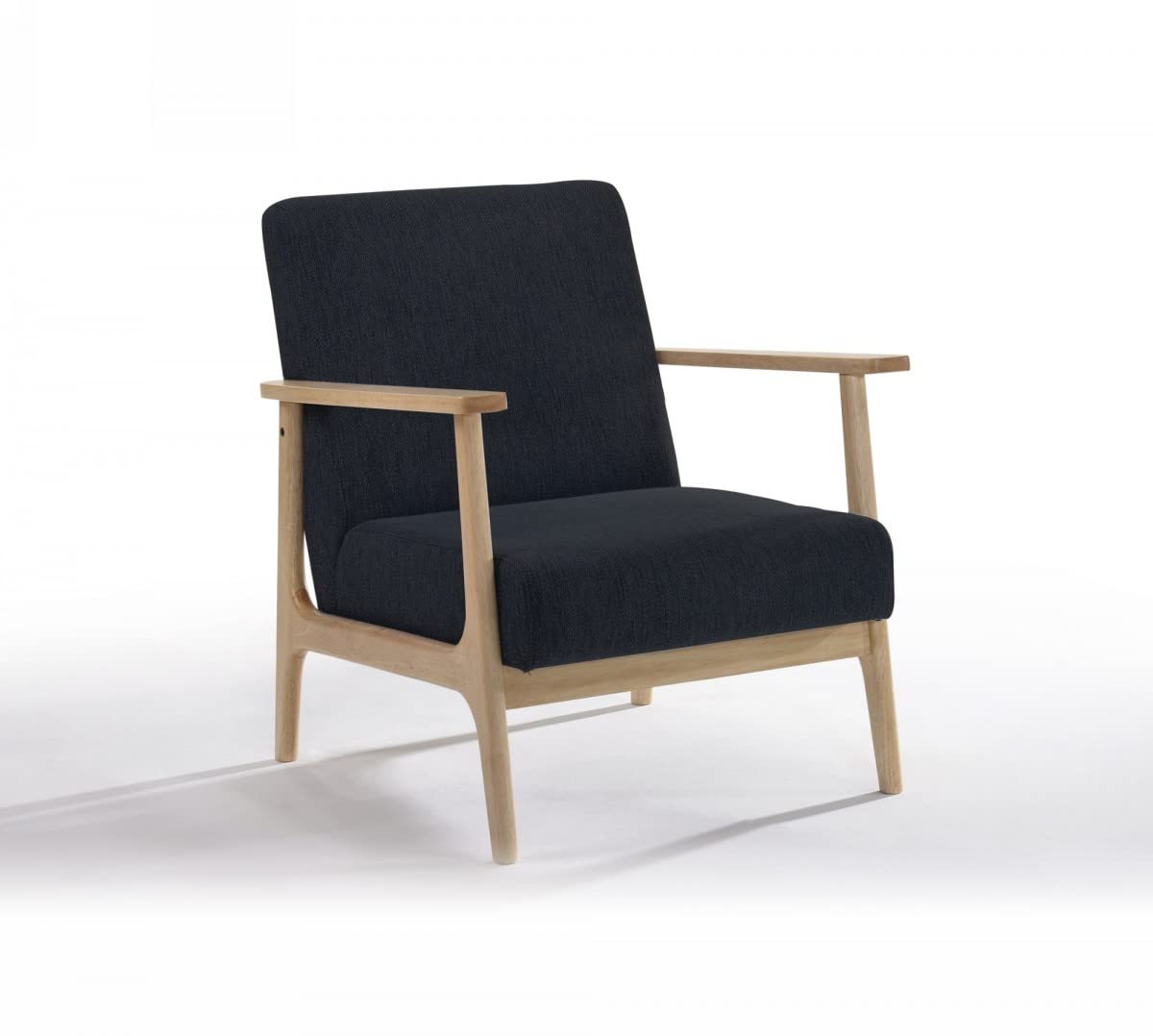 HomeRoots 31' Black and Natural Oak Low Seat Modern Armchair