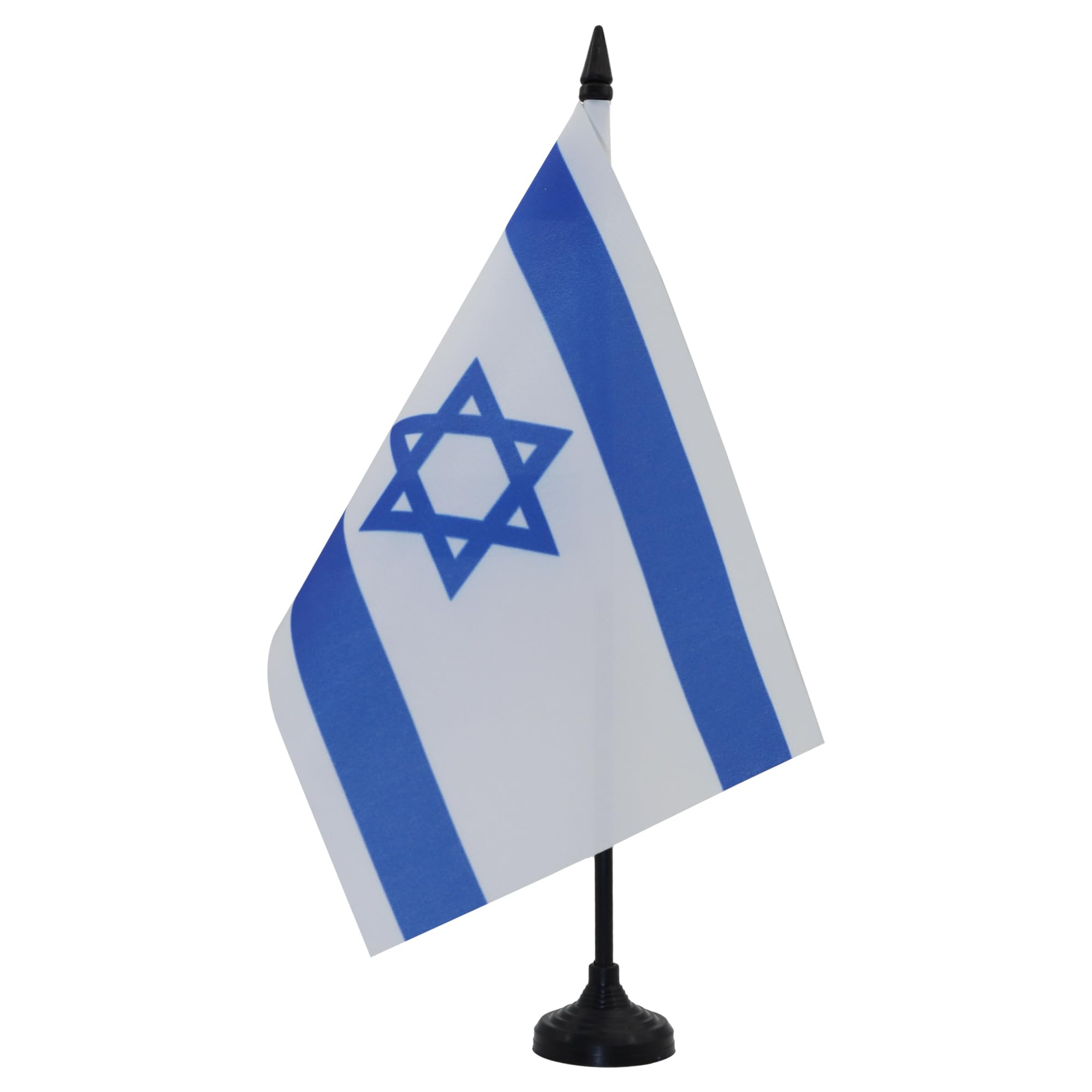 Israel Table Flag 5' X 8' - Israeli - Jewish Desk Flag 21 X 14 Cm - Black Plastic Stick And Base - Az Flag