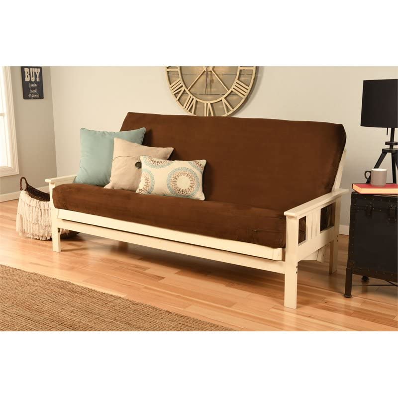 Kodiak Furniture Monterey Antique White Sofa with Suede Chocolate Mattress