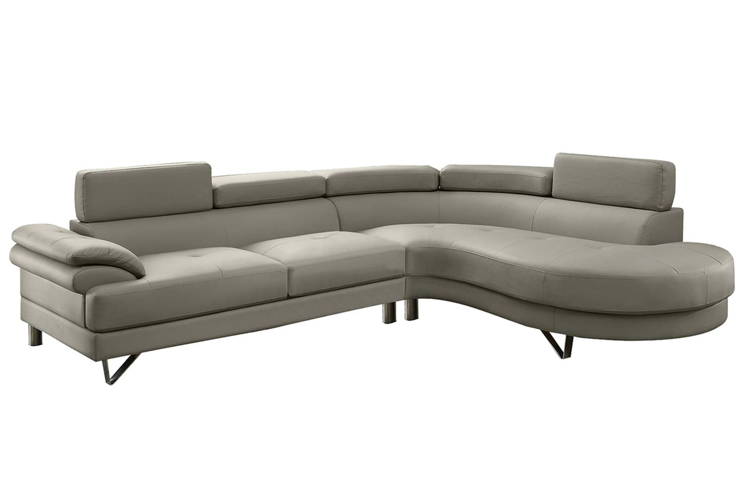 simple relax Faux Leather 2 Piece Sectional in Light Grey
