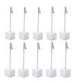 10Pcs Table Number Holder Name Place Card Holder Memo Clip Holder Stand Note Holder Pictures Card Paper Menu Clip (Pure White)