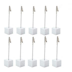 10Pcs Table Number Holder Name Place Card Holder Memo Clip Holder Stand Note Holder Pictures Card Paper Menu Clip (Pure White)