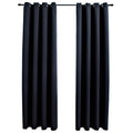 vidaXL Fabric Blackout Curtains with Rings - Elegant Design for Living Room, Bedroom, Office - Black, 54"x95" - 2 pcs Set, Machine Washable, Privacy and Light Control