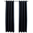 vidaXL Fabric Blackout Curtains with Rings - Elegant Design for Living Room, Bedroom, Office - Black, 54"x95" - 2 pcs Set, Machine Washable, Privacy and Light Control