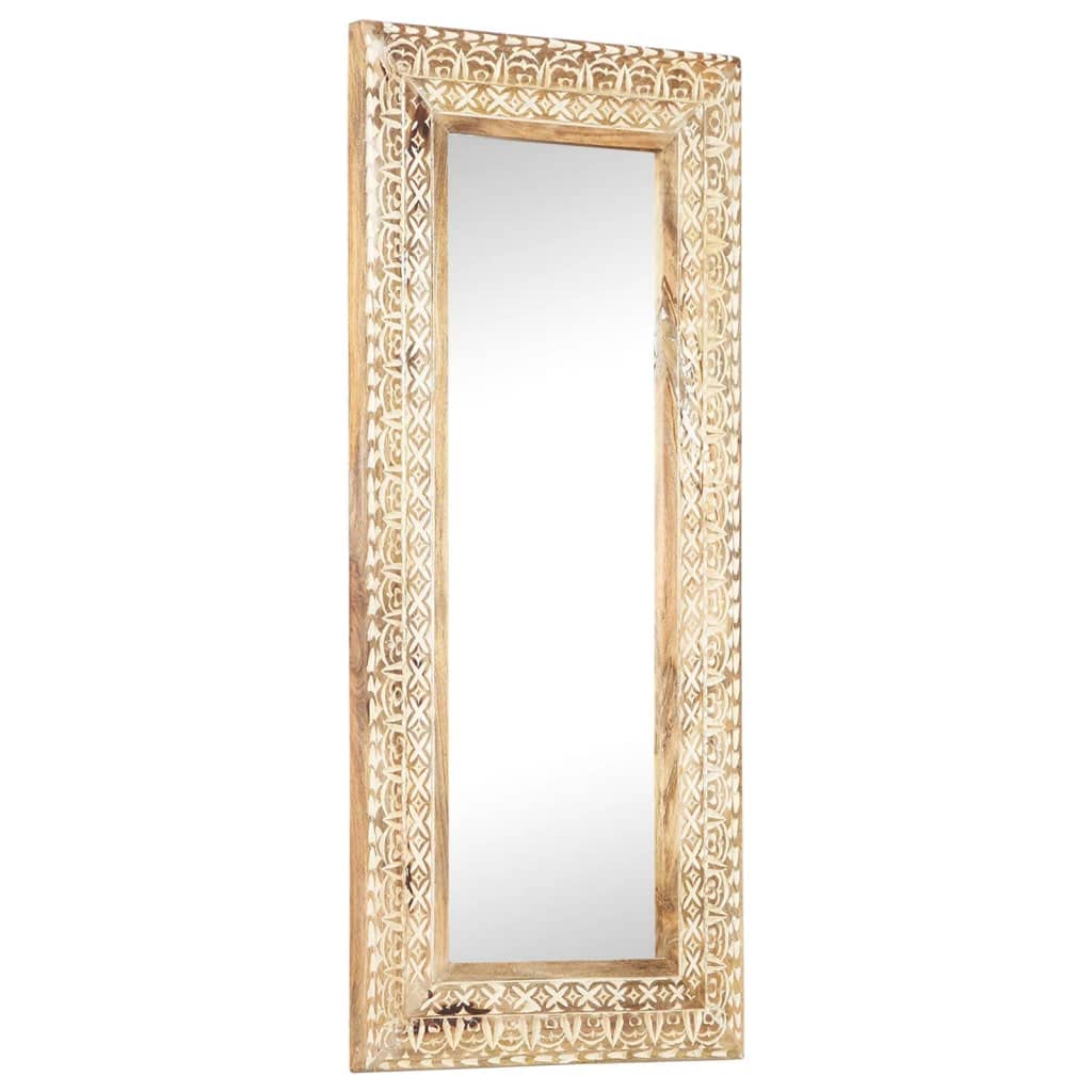 vidaXL Hand-Carved Mirror 43.3&quot;x19.7&quot;x1&quot; Solid Mango Wood