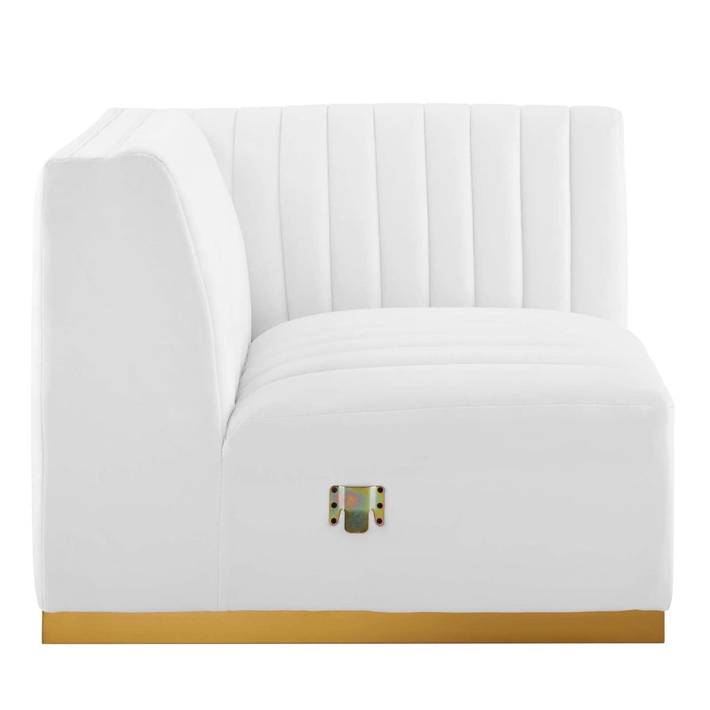Modway Conjure Channel Tufted Performance Velvet Right Corner Chair - Gold/White
