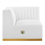 Modway Conjure Channel Tufted Performance Velvet Right Corner Chair - Gold/White