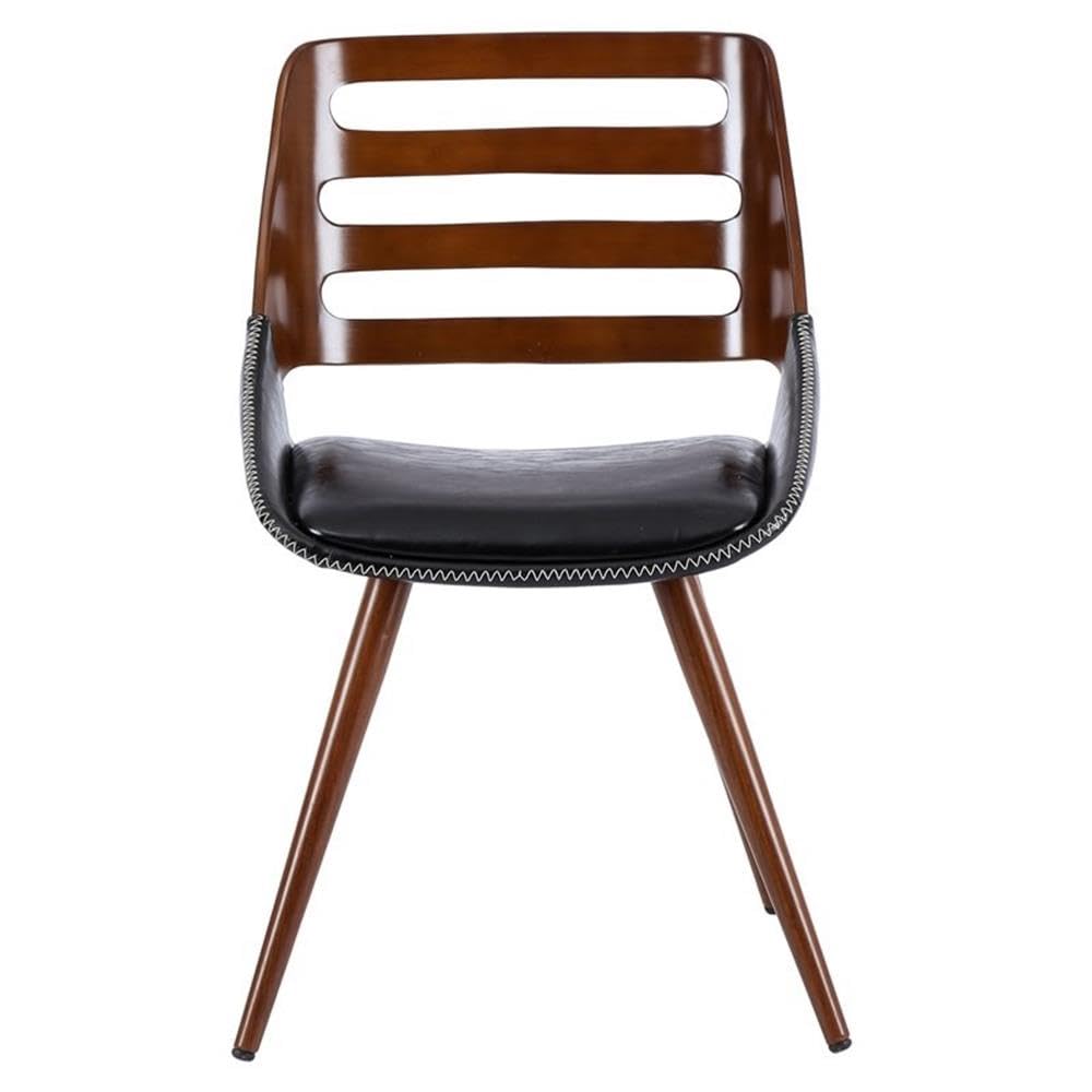 Npd Furniture And More Shelton Pu Leather Bamboo Dining Chair, Black/Walnut