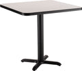 National Public Seating NPS 36" Square Cafe Table with X Base, 30" Height, Particleboard Core/T-Mold, Grey Nebula Top, Black Frame