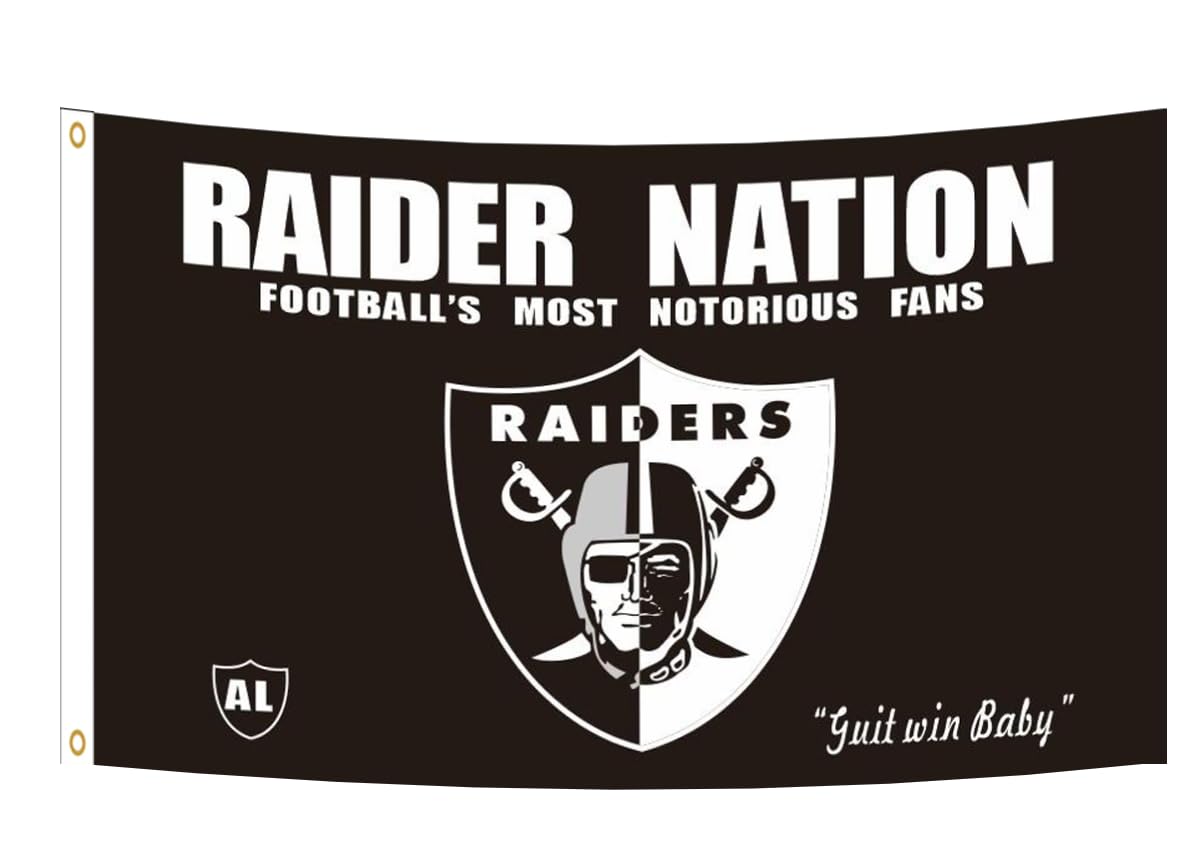Raider Flag 3 * 5Ft Sports Fan Raider Nation Banner With 2 Brass Grommets Garage Decor Wall Man Cave Vibrat Color/Hd Printing/Po