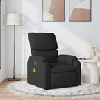 vidaXL Fabric Massage Recliner Chair for Living Room, Home Theater, 6-Point Vibration Massage, Adjustable Back & Footrest, Side Pocket, Black