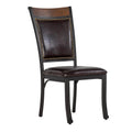 Powell Furniture Franklin Metal and Faux Leather Dining Chairs with Wood Accented Nailheads-Set of 2, Dark Brown