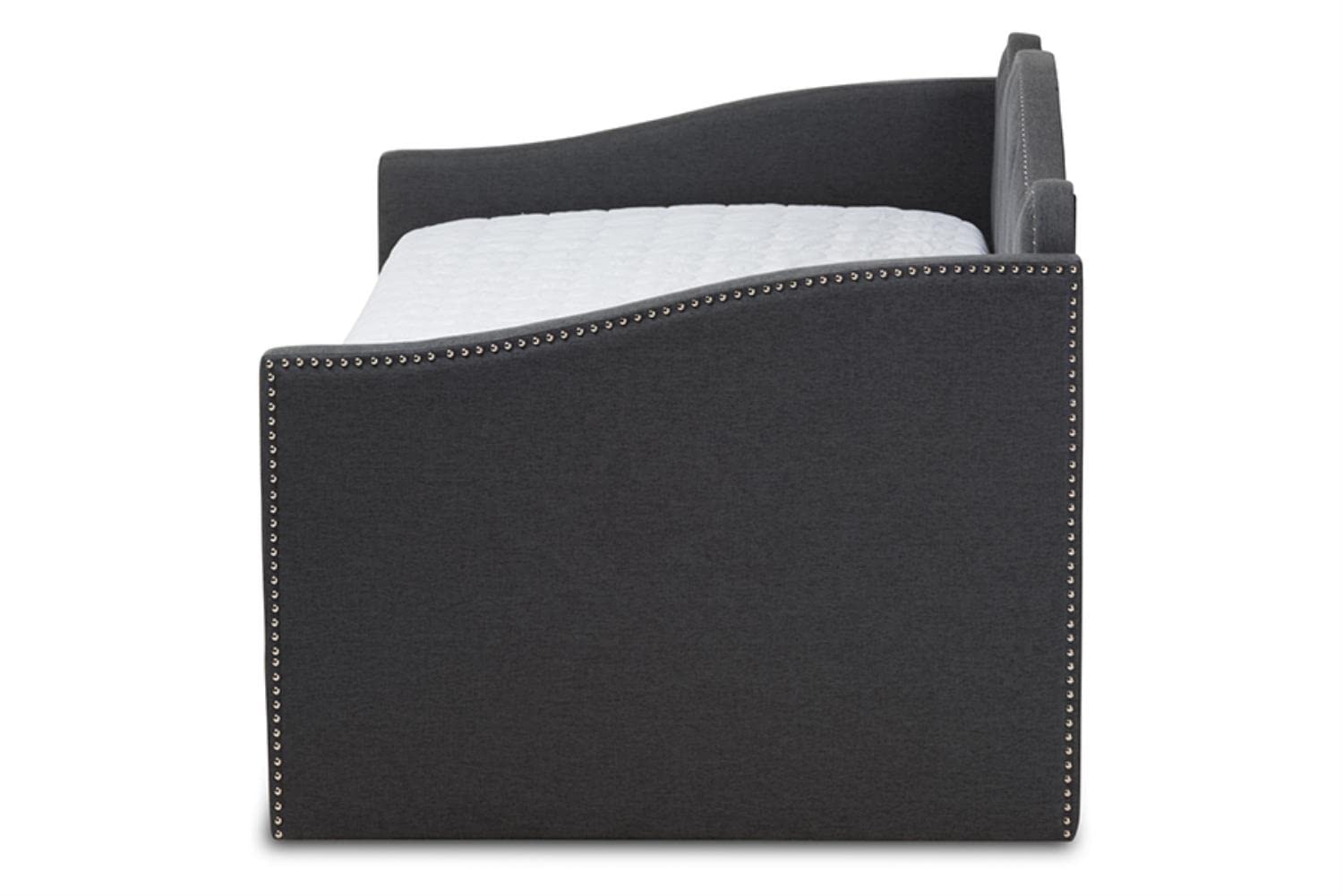 Baxton Studio Kaija Fabric Daybed with Trundle in Dark Gray