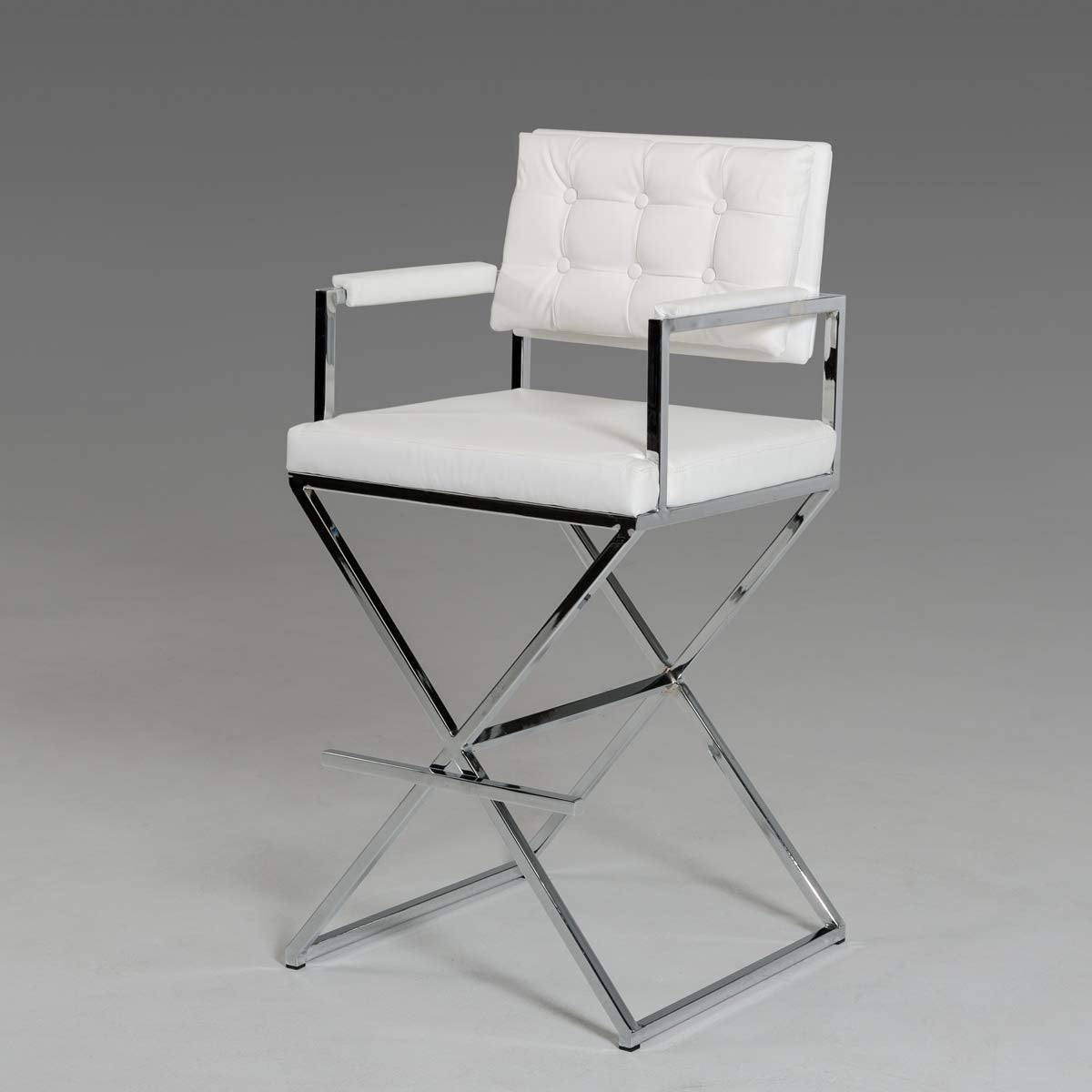 HomeRoots Steel, Leatherette, Stee 43' White Leatherette and Steel Bar Stool