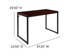 Flash Furniture Tiverton Industrial Modern Desk-Mahogany/Black Commercial Grade Computer Desk-47" Sturdy Home Office Desk-Writing Desk