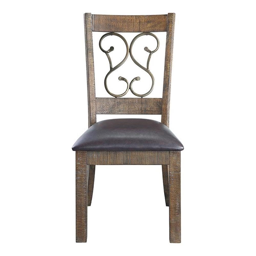 Acme Raphaela Side Chair in Black and Weathered Cherry (Set-2)