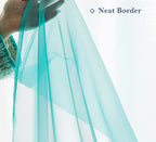 Pi Teal Sheer Short Curtains 63 Inches Long With Ring Top,See Through Sheer Voile Window Treatment For Study Room/Kitchen 2 Panels (W42 X L63, Lake Blue)