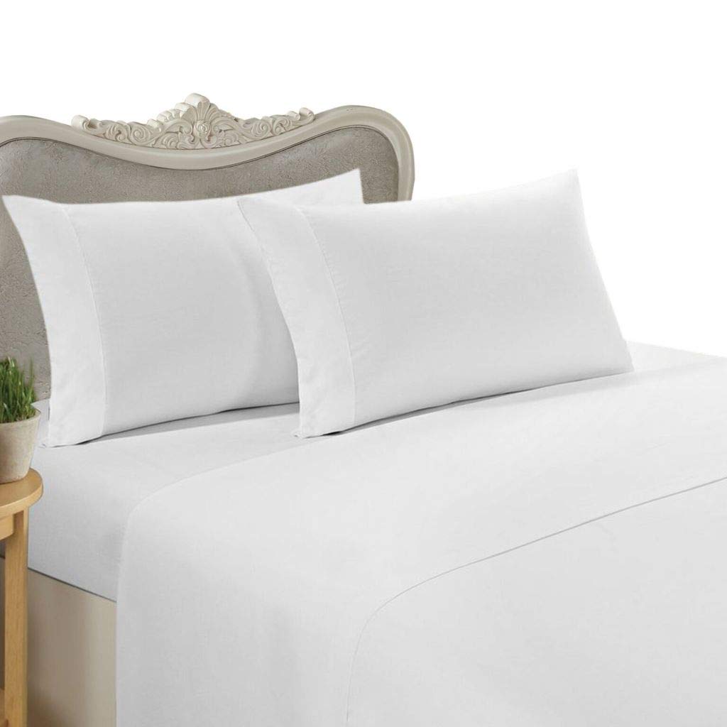 Cal King Size, White Solid/Plain, 1500 Thread Count / 1500Tc Sateen Weave Long Staple 100-Percent Ultra Soft Egyptian Cotton 4 P