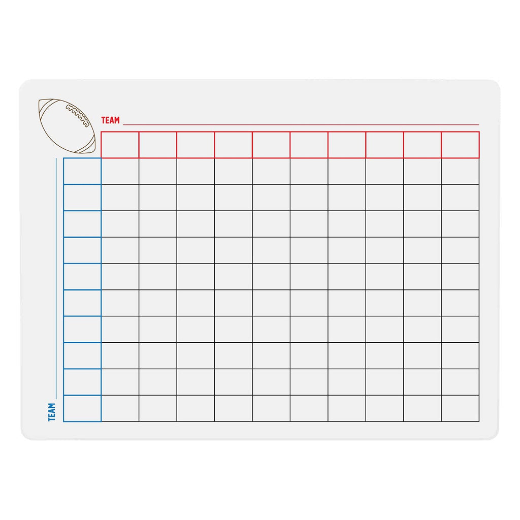 GSM Brands Football Pool Squares Dry Erase Board - 100 Boxes, 12"x9", Melamine, White, Model POD2_SPORTSFOOTBALLBRACKET_6625