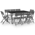 vidaXL Patio Dining Set 9 Piece Outdoor Garden Terrace Yard Patio Table and Chair Seating Seat Sitting Chair Dining Set Furniture Steel