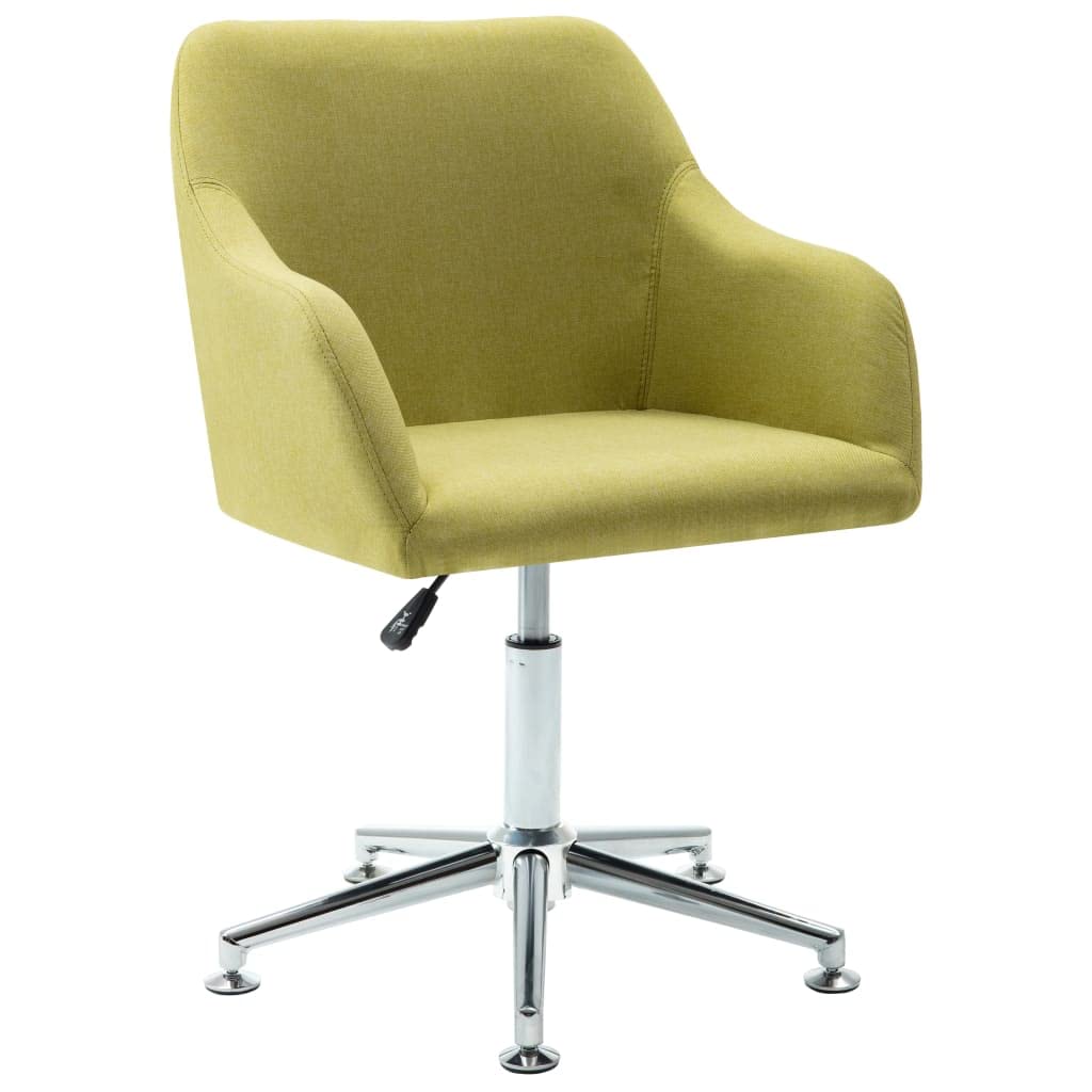 vidaXL Swivel Dining Chair – Ergonomic and Adjustable Green Fabric Upholstered Chair with Wooden Frame and Steel Legs – Ideal for Dining Room, Living Room, and Office