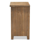 Baxton Studio Clement Rustic Transitional Medium Oak Finished 2-Drawer Wood Spindle Nightstand