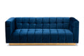 Baxton Studio Loreto Glam and Luxe Navy Blue Velvet Fabric Upholstered Brushed Gold Finished Sofa