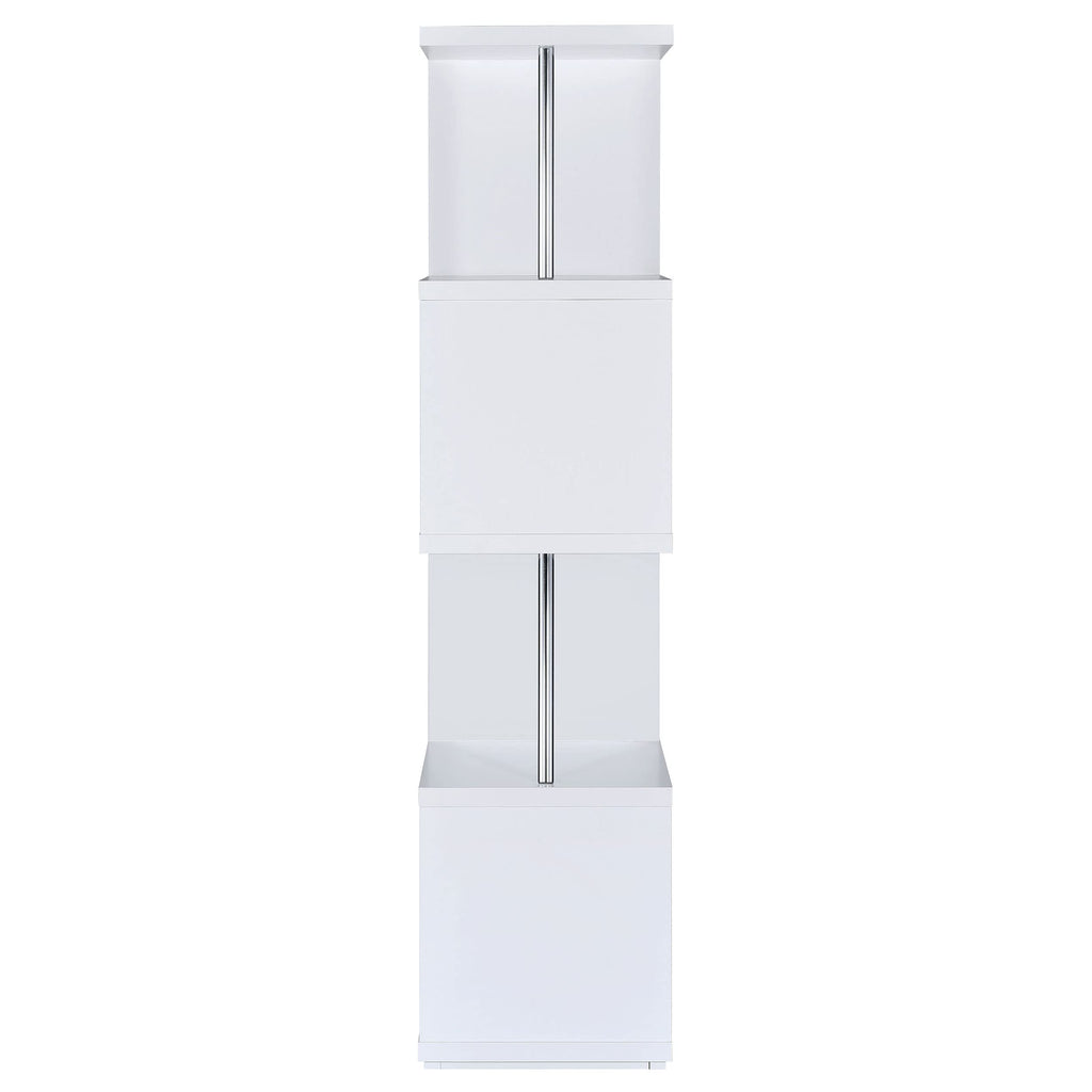 Coaster Home Furnishings Baxter 67-inch 4-Shelf Bookshelf White and Chrome