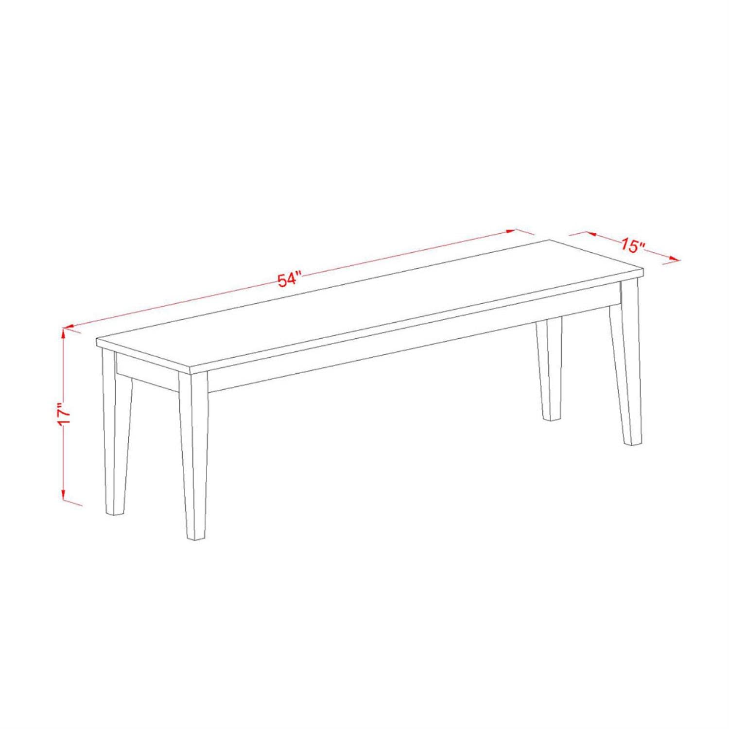 East West Furniture Nib-WHI-W Nicoli Dining Room Bench with Wood Seat, 54x15x17 Inch, Buttermilk & Cherry