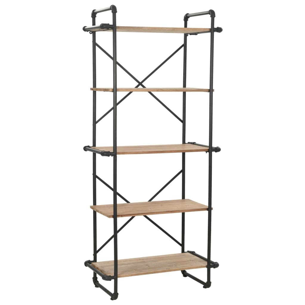 vidaXL Bookshelf Wall Bookcase Storage Standing Shelf Solid Firwood and Steel