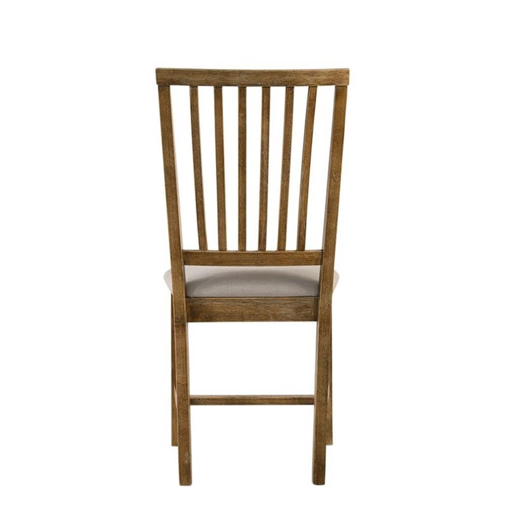 Acme Wallace Ii Dining Side Chair In Tan & Weathered Oak (Set Of 2)