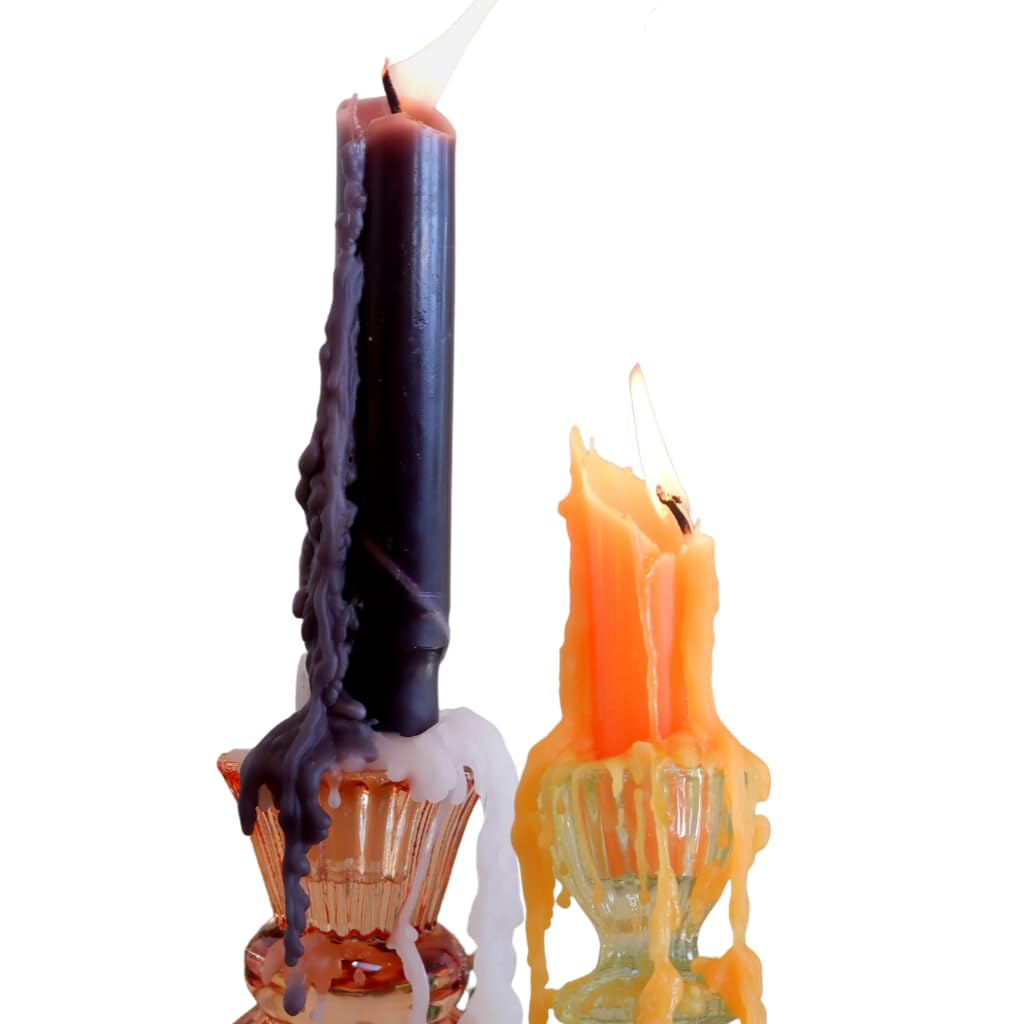 Candlestock Hippie Drippy Drip Candles - Pack of 11 Dripping Taper Candles - Wine Bottle Melting Candles (Halloween Pack - 5 Bla