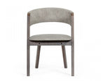 HomeRoots Grey Fabric, Solid Wood, Veneer Set of Two Gray Wenge Dining Chairs