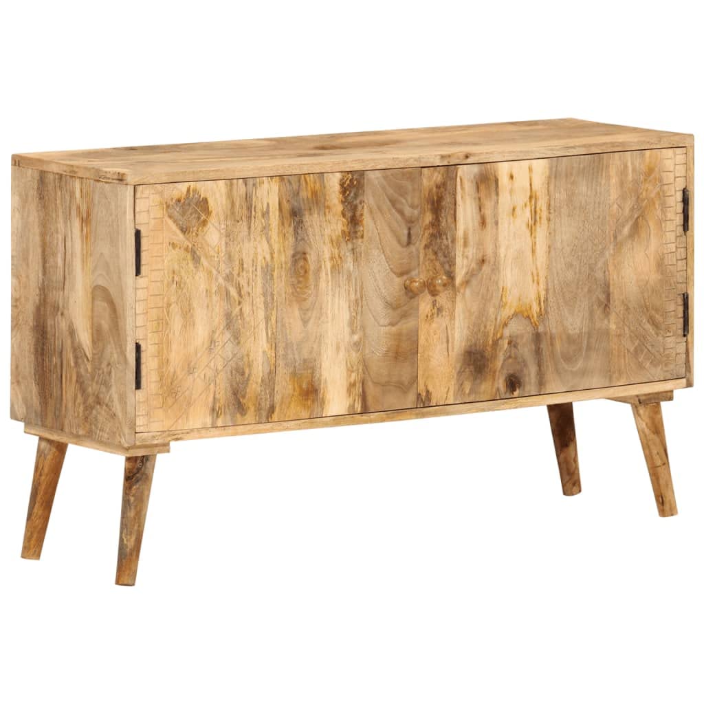 vidaXL Sideboard - Farmhouse-Style Solid Mango Wood Sideboard with Carved Pattern and Ample Storage Space