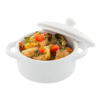 Restaurantware 3 Ounce Mini Cocotte 10 Oven-Safe Mini Dishes - Built-In Handles Microwave-Safe White Porcelain Mini Dutch Oven W