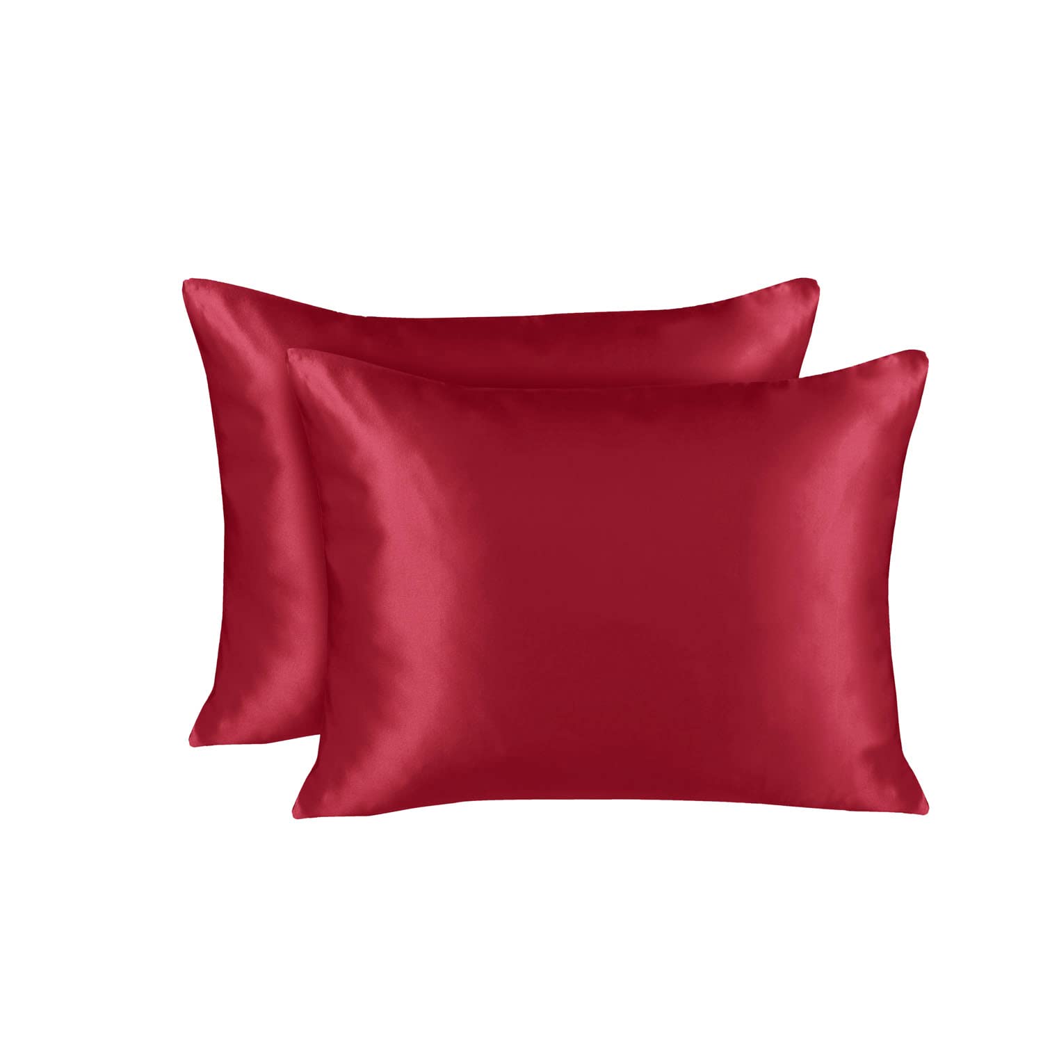 Shopbedding Luxury Satin Pillowcase For Hair - King Satin Pillowcase With Zipper, Red (Pillowcase Set Of 2) - Blissford