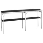 VEVOR Extra Long Folding Portable Bar Tradeshow Podium Table for Indoor, Outdoor, Party, Picnic, Exhibition, Includes Carrying Case, Storage Shelf and Black Skirt, 77.95" x 15.16" x 34.65"