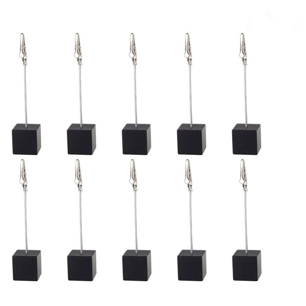10Pcs Table Number Holder Name Place Card Holder Memo Clip Holder Stand Note Holder Pictures Card Paper Menu Clip (Black)