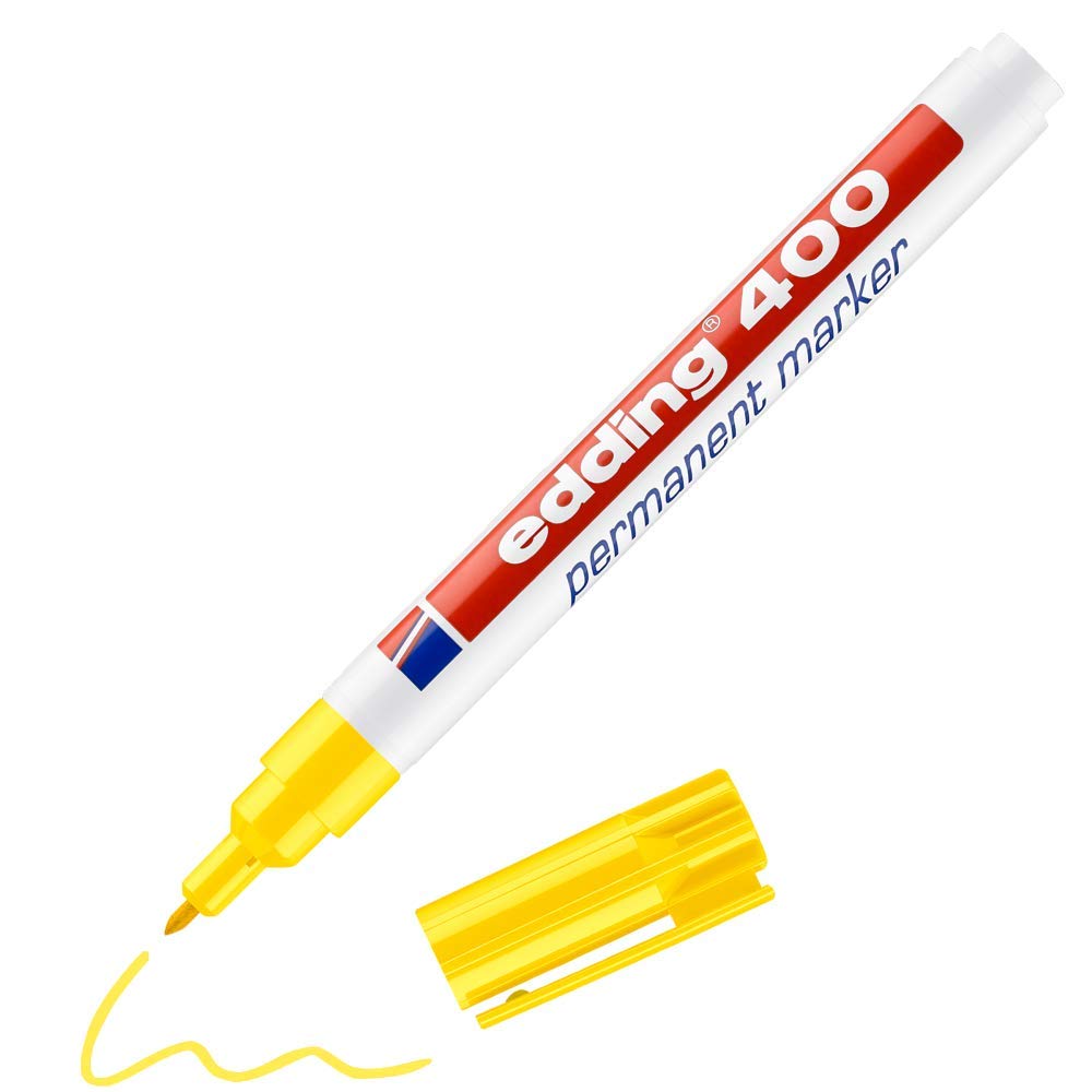 Edding 400 Permanent Marker - Yellow - 1 Pen - Fine Round Tip 1 Mm - Waterproof, Quick-Drying, Smear-Proof Pens - For Cardboard,